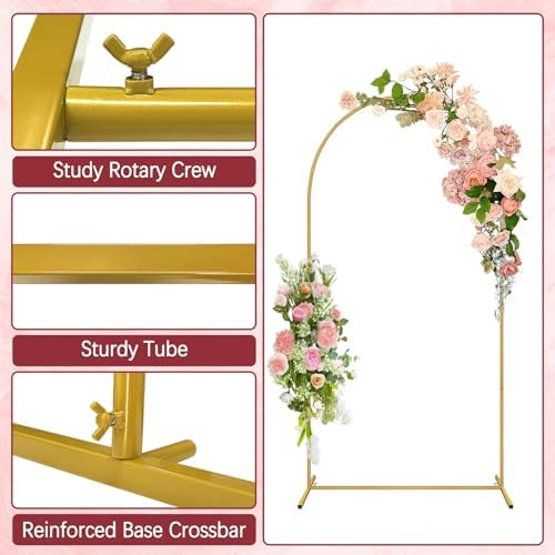6.6FT Metal Arch Backdrop Stand, Gold Balloon Arch Stand, alternate view 4