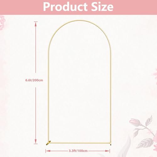 6.6FT Metal Arch Backdrop Stand, Gold Balloon Arch Stand for Party Decor, alternate view 3