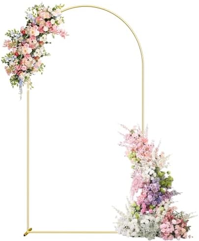 6.6FT Metal Arch Backdrop Stand, Gold Wedding Arch Frame, Balloon Arches Backdrop Stand for Birthday Party Baby