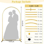 6.6FT Metal Arch Backdrop Stand, Gold Wedding Balloon Arch Stand, alternate view 2