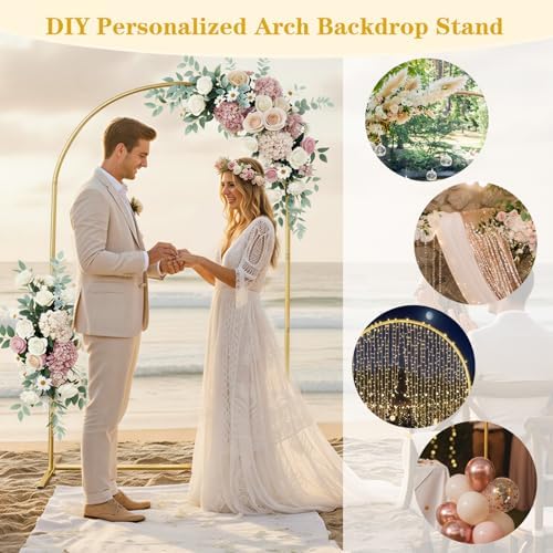 6.6FT Metal Arch Backdrop Stand, Gold Wedding Balloon Arch Stand, alternate view 4