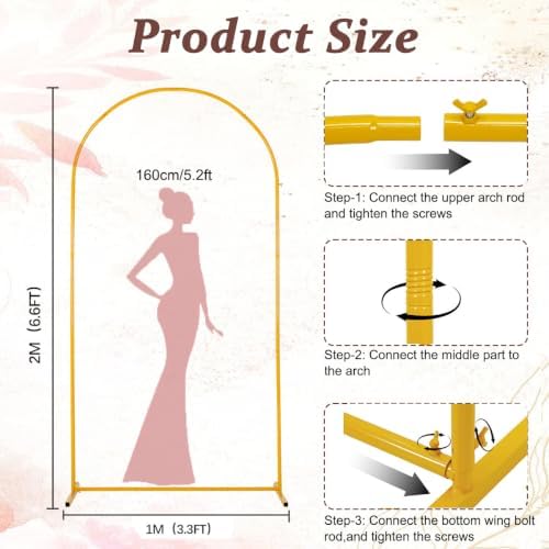 6.6FT Metal Wedding Arch Backdrop Stand for Party Balloon Arch Stand, alternate view 3