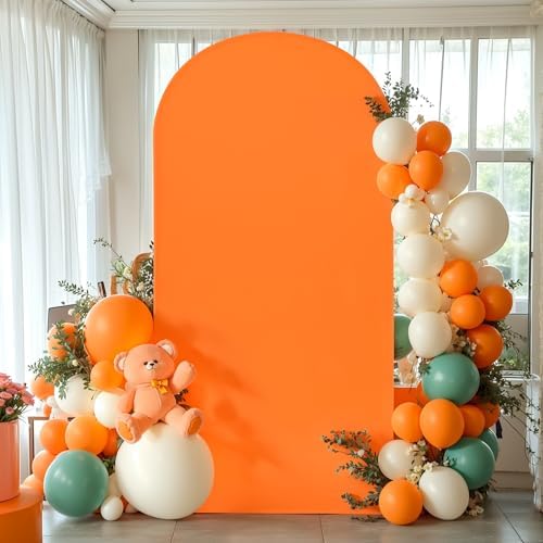 6.6FT Orange Arch Backdrop Cover, Spandex Fitted Wedding Arch Stand Covers Round Top Chiara Backdrop Cover for, alternate