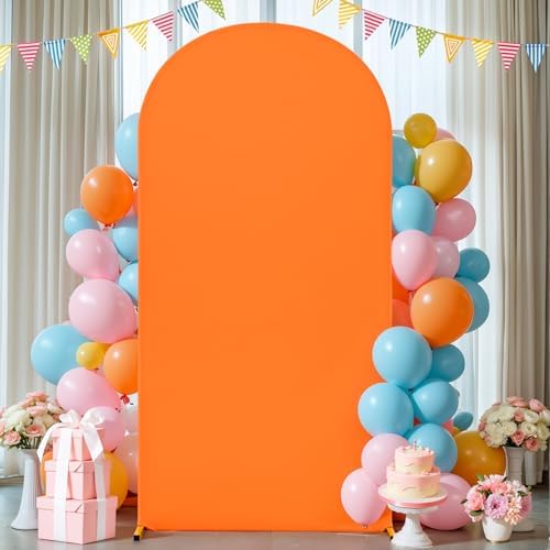 6.6FT Orange Arch Backdrop Cover, Spandex Fitted Wedding Arch Stand Covers Round Top Chiara Backdrop Cover for, alternate