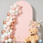6.6FT Pale Pink Arch Backdrop Cover - Polyester Fitted Wedding Arch Stand Covers Round Top Chiara Arch Backdrop
