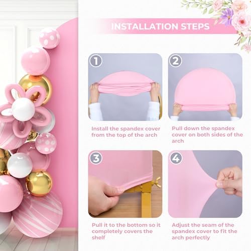 6.6Ft Pink Wedding Arch Backdrop Cover for Party Ceremony Deco in 6.6 FT in Light Pink, alternate view 4