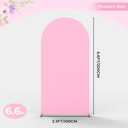 6.6Ft Pink Wedding Arch Backdrop Cover for Party Ceremony Deco in 6.6 FT in Light Pink, alternate view 5
