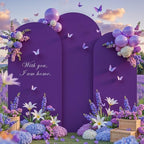 6.6FT Purple Arch Backdrop Cover - Polyester Fitted Wedding Arch Stand Covers Round Top Chiara Arch Backdrop, alternate view