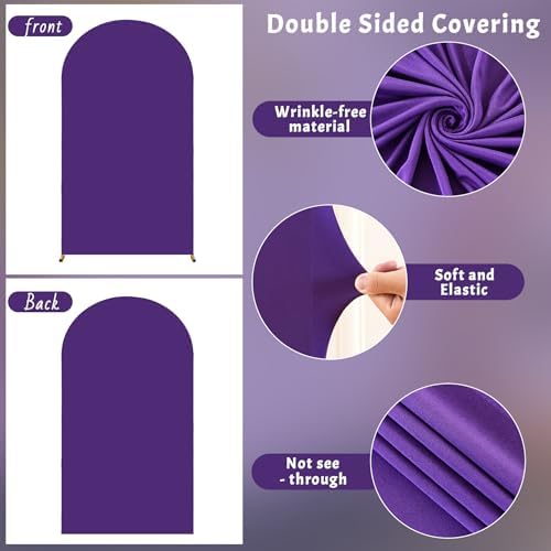 6.6FT Purple Arch Backdrop Cover - Polyester Fitted Wedding Arch Stand Covers Round Top Chiara Arch Backdrop, alternate view