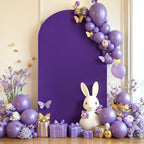 6.6FT Purple Arch Backdrop Cover - Polyester Fitted Wedding Arch Stand Covers Round Top Chiara Arch Backdrop, alternate view