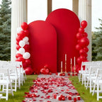 6.6FT Red Arch Cover - Polyester Fitted Wedding Arch Stand Covers Round Top Chiara Arch Backdrop Cover for, alternate view 3
