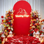 6.6FT Red Arch Cover - Polyester Fitted Wedding Arch Stand Covers Round Top Chiara Arch Backdrop Cover for, alternate view 5