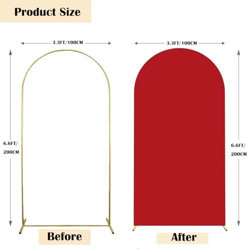 6.6FT Red Spandex Arch Backdrop Cover (No Stand) in 6.6FT in Red, alternate view 3