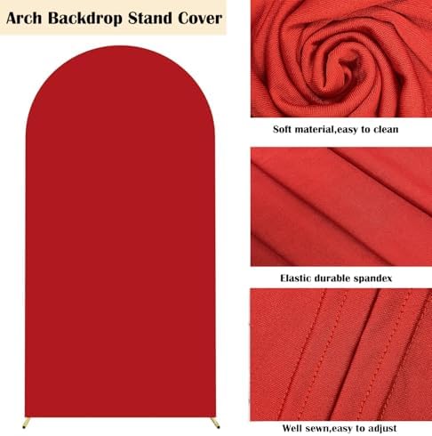 6.6FT Red Spandex Arch Backdrop Cover (No Stand) in 6.6FT in Red, alternate view 4