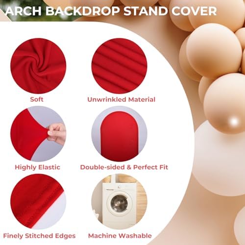 6.6Ft Red Wedding Arch Backdrop Cover for Party Ceremony Deco in 6.6 FT in Red, alternate view 3