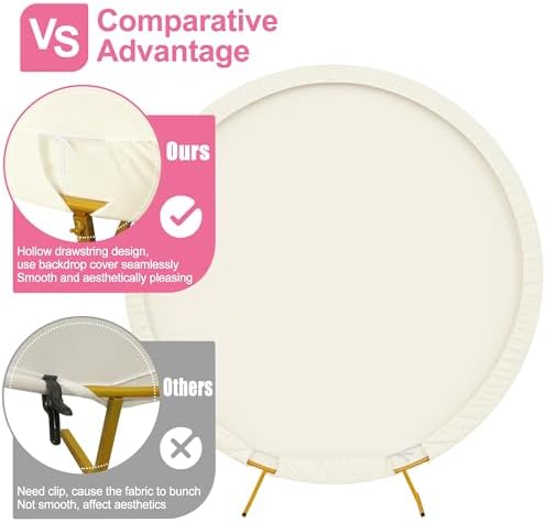 6.6FT Round Backdrop Cover Ivory Round Arch Covers Backdrop, alternate view 3