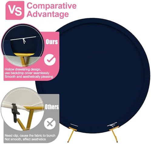 6.6FT Round Backdrop Cover Navy Bue Round Arch Covers Backdrop, alternate view 3
