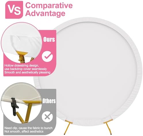6.6FT Round Backdrop Cover White Round Arch Covers Backdrop, alternate view 4