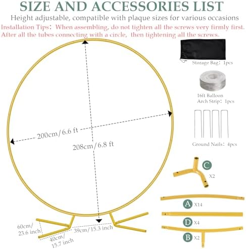 6.6FT Round Balloon Arch Stand, Circle Wedding Arches with Base, alternate view 3