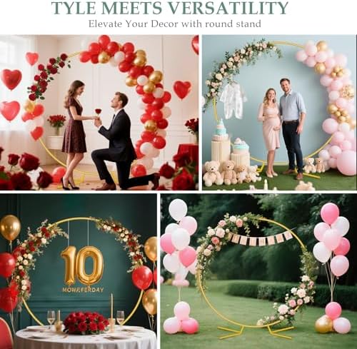 6.6FT Round Balloon Arch Stand, Circle Wedding Arches with Base, alternate view 6
