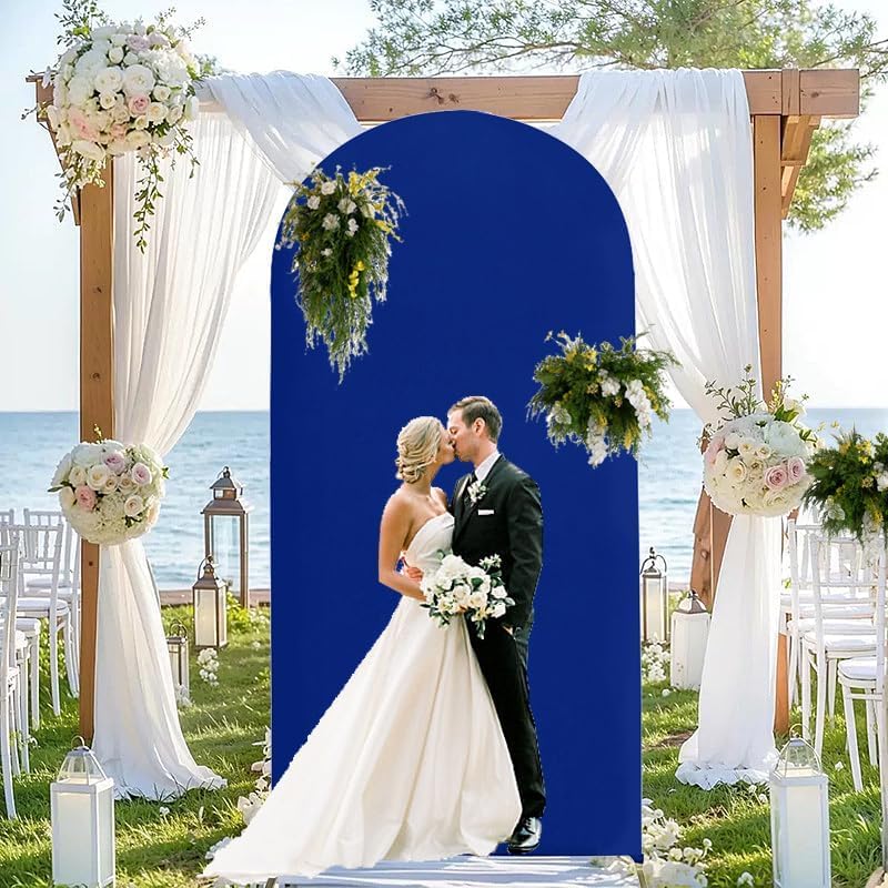 6.6FT Royal Blue Spandex Arch Backdrop Cover(No Stand) in 6.6FT in Royal Blue, alternate view 2