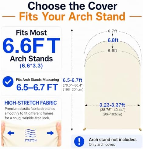 6.6FT Spandex Arch Cover - Round Top Wedding Arch Stand & Backdrop Cover for All Events: Bridal & Baby Showers, alternate