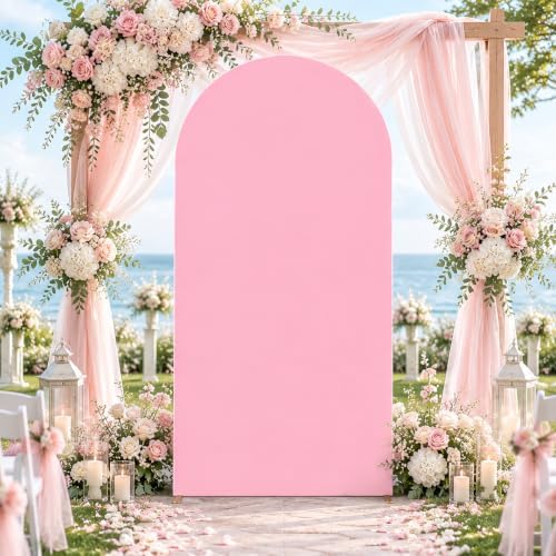 6.6FT Spandex Wedding Arch Cover(Pink) in 6.6FT in Pink, alternate view 2