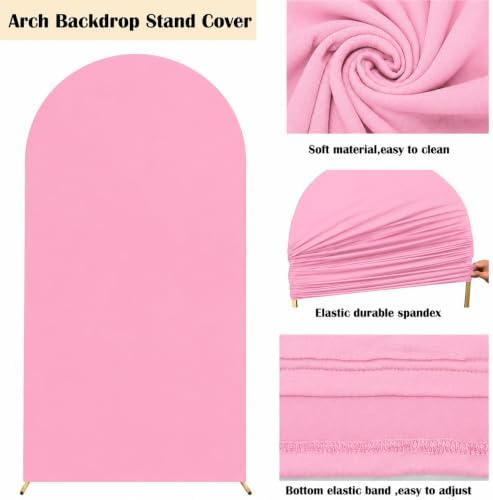 6.6FT Spandex Wedding Arch Cover(Pink) in 6.6FT in Pink, alternate view 4
