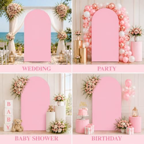 6.6FT Spandex Wedding Arch Cover(Pink) in 6.6FT in Pink, alternate view 6
