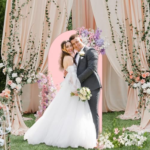 6.6FT Wedding Arch Backdrop Cover, Pink Spandex Arch Stand Cover, alternate view 5