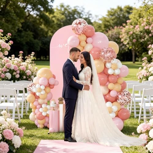 6.6FT Wedding Arch Backdrop Cover, Pink Spandex Arch Stand Cover, alternate view 6