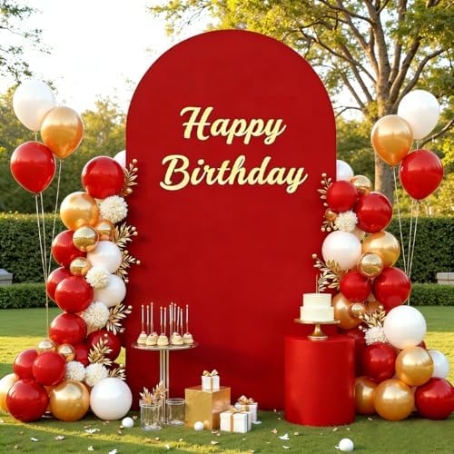 6.6FT Wedding Arch Backdrop Cover, Red Spandex Arch Stand Cover, alternate view 2