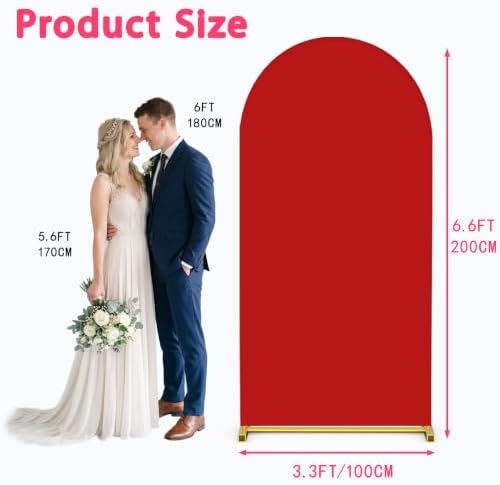 6.6FT Wedding Arch Backdrop Cover, Red Spandex Arch Stand Cover, alternate view 3