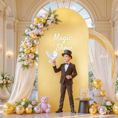 6.6FT Wedding Arch Backdrop Cover, Stretchy Arch Covers Round Top Chiara Backdrop Cover for Wedding Birthday, alternate view