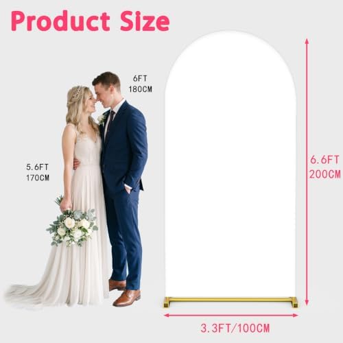 6.6FT Wedding Arch Backdrop Cover, White Spandex Arch Stand Cover, alternate view 2