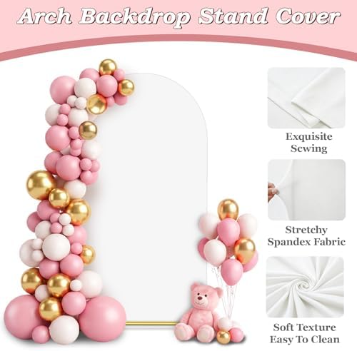 6.6FT Wedding Arch Backdrop Cover, White Spandex Arch Stand Cover, alternate view 3