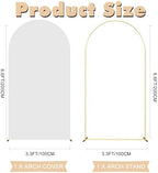 6.6FT Wedding Arch Backdrop Stand and White Arch Cover, White Spandex Fitted Backdrop Cover and Gold Wedding, alternate view