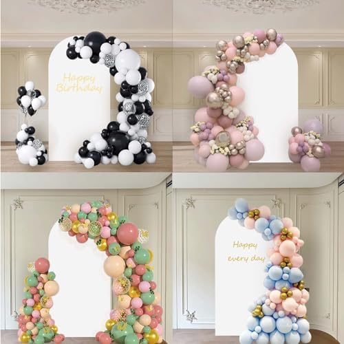6.6FT Wedding Arch Backdrop Stand and White Arch Cover, White Spandex Fitted Backdrop Cover and Gold Wedding, alternate view