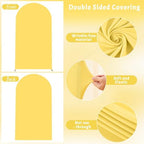 6.6FT Wedding Arch Cover Yellow Gold Spandex Fitted Wedding Arch Stand Covers Round Top Chiara Backdrop Cover, alternate view
