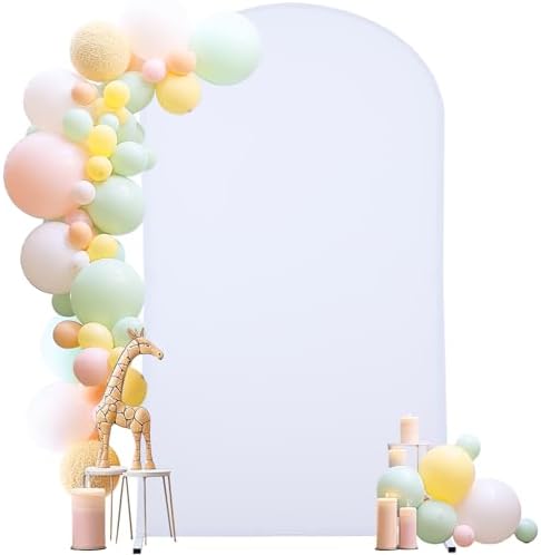 6.6FT White Arch Backdrop Cover, Spandex Fitted Wedding Arch Stand Covers Round Top Chiara Backdrop Cover for