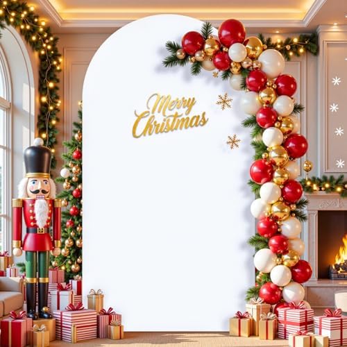 6.6FT White Arch Backdrop Cover, Spandex Fitted Wedding Arch Stand Covers Round Top Chiara Backdrop Cover for, alternate view