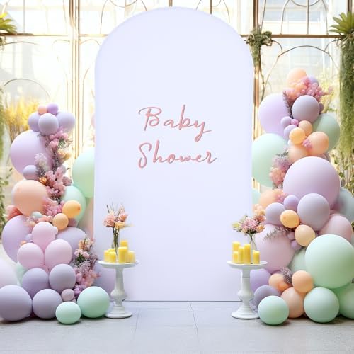 6.6FT White Arch Backdrop Cover, Spandex Fitted Wedding Arch Stand Covers Round Top Chiara Backdrop Cover for, alternate view