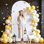 6.6FT White Arch Backdrop Cover, Spandex Fitted Wedding Arch Stand Covers Round Top Chiara Backdrop Cover for, alternate view