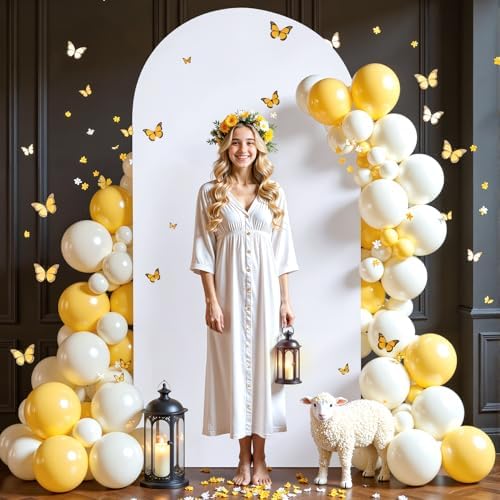 6.6FT White Arch Backdrop Cover, Spandex Fitted Wedding Arch Stand Covers Round Top Chiara Backdrop Cover for, alternate view