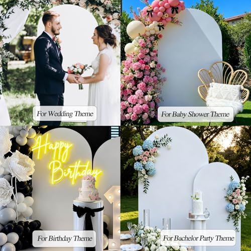 6.6FT White Arch Cover Stretchy Backdrop, Spandex Chiara Wedding Arch Backdrop Stand Cover for Birthday Baby, alternate view