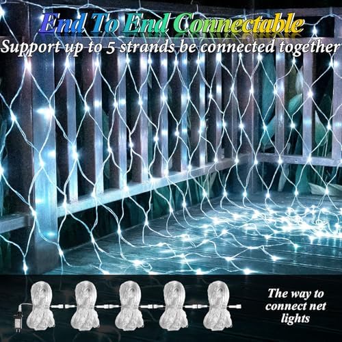 6.6ft x 6.6ft Christmas Net Lights, 160LED Gazebo Mesh Lights Outdoor 8 Modes Timer, Waterproof Connectable, alternate view 3