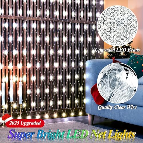 6.6ft x 6.6ft Christmas Net Lights, 160LED Gazebo Mesh Lights Outdoor 8 Modes Timer, Waterproof Connectable, alternate view 4