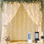 6.6FT x 6.6FT Warm White Curtain Lights Plug in, 200 LED