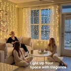 6.6FT x 6.6FT Warm White Curtain Lights Plug in, 200 LED, alternate view 5