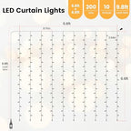 6.6FT x 6.6FT Warm White Curtain Lights Plug in, 200 LED, alternate view 7